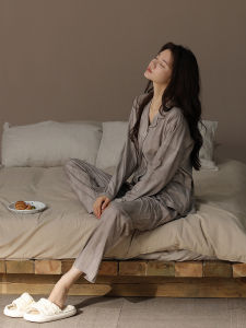 2025 New Womens Pure Cotton Long Sleeve Cardigan Sleepwear Set Casual Home Clothes Large Size Autumn Winter Home Suit