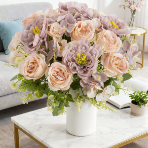 Artificial Peony Hydrangea Flowers Holiday Wedding Bridal Bouquets Yard Party Home Dining Table Vases Windowsill DIY Decorations