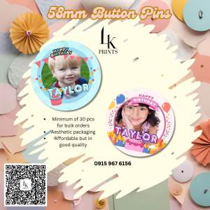 58mm Personalized Button Pins