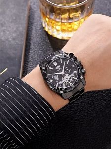Jam Tangan Pria Kasual Bisnis Waterproof Asli Tahan Air Premium Original Quartz Analog Import Stainless Steel Titanium Anti Karat Aksesoris Arloji Mens Watches Kalender Date Luminous Bercahaya Kaca Tebal Tahan Gores Gaya Formal Cowok Tren Kekinian -JV17