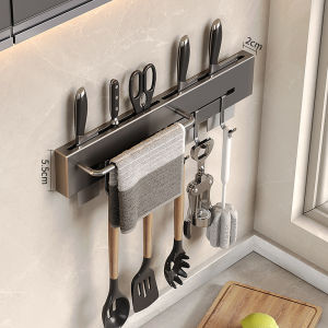 Stainless Steel Cleanup Hanging Spoon Holder Wall Kitchen Storage Supplies Knife Stand Hook Organizer Kitchen Novel Accessories