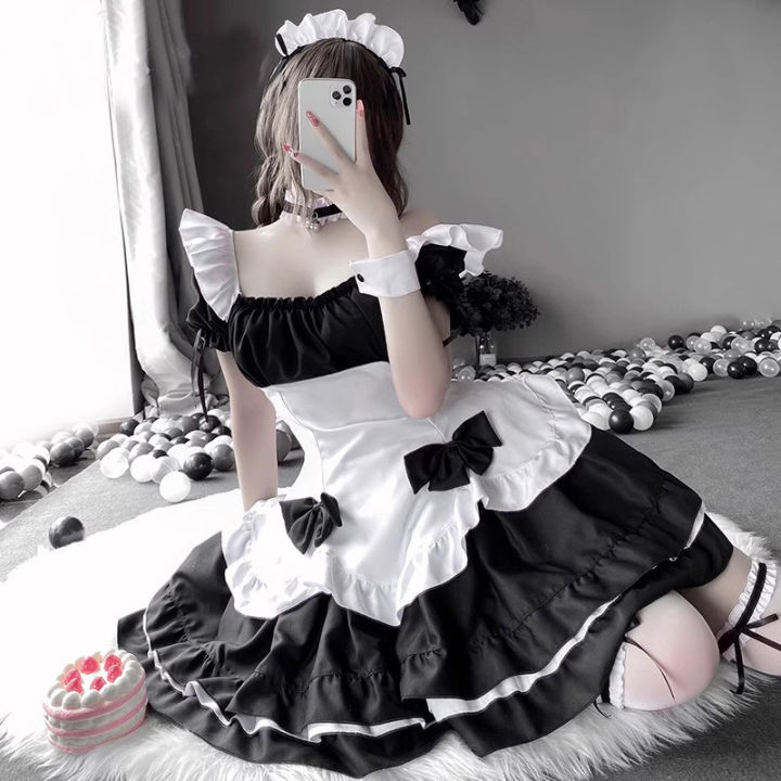 Japanese Anime Cosplay Costume High Quality Black White Maid Outfit Apron  Dress Plus Size Women Sexy Lingerie Stage Uniform New