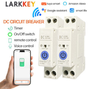 TUYA WIFI DC Smart Circuit Breaker 1P+N 8-90V DIN Rail for Smart Home Wireless Voice Remote Control Switch Relay Switch LARKKEY