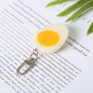 Cute Boiled Egg Alloy Keychain Simulation Food Bag Charm Funny Egg Model Decor Photography Prop Simulation Decoration