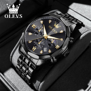 OLEVS Jam Tangan Pria Tahan Air Asli Ori Santai Mode Tali Stainless Steel Bercahaya Kalender Stopwatch Kronograf Dengan Kotak Garansi 1 Tahun COD