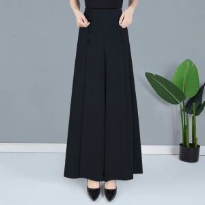 Shalldoer | Summer New Straight Flowy Thin Black Women Pants