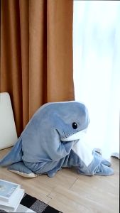 Shark Blanket Cute Animal Onesies Soft Flannel Pajama Quilt Casual Wear Home Lounge Cosplay Costume Warm Sleeping Bag
