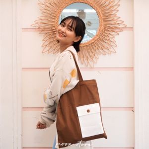 TOTE BAG KANVAS LUCU TAS TOTE WANITA POLOS RESLETING KANTONG