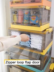 Collapsible storage bins Stackable mobile clothing book storage boxes Transparent storage Outdoor home organizer