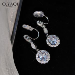 Elegant round Zircon Clip-On Earrings Fashionable Jewelry Gift for Women No Piercing Required Korean Style Alloy Ear Cuffs