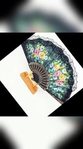 ZEO Lace Silk Folding Fan Dance Fan Portable Folding Gifts Fans