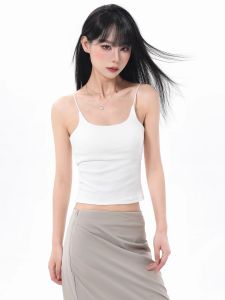 American Style White Sports Bra Top Women Summer Sleeveless Vest Underwear Matching Short Length Hot Girl No Sleeve Shirt