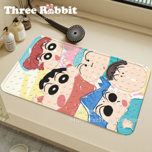 Non-Slip Bathroom Mat PVC Shower Room Absorbing Suction Cup Bath Room Fall Proof No-Wash Floor Pad Cartoon Animation Design