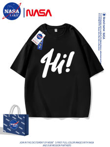 NASA Collaborative Cotton T-Shirt for Boys Summer New Loose Fit Short Sleeve Letter Print Childrens Top Parent-Child Clothes