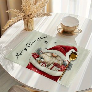 VIKAMA 4/6/8/10PCS  Christmas Gnome Placemats  Holiday Decorative Table Mats  Festive Gathering Dining Kitchen Decor  Home Decor