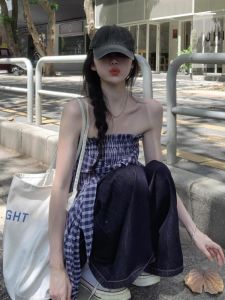 Quần Ống Rộng Denim Màu Xanh Đậm Cạp Cao Dài Đến Sàn Cho Nữ Mùa Hè 2025 Quần Jeans Ống Rộng Thoải Mái Thường Ngày