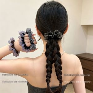 Blue Pink Leopard Pattern Summer Organdy Hair Tie