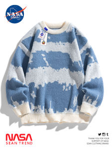 Wassup Panda Color Block Knitwear Mens Autumn Winter Casual round Neck Lazy Style Knitted Sweater Warm Breathable Fashionable