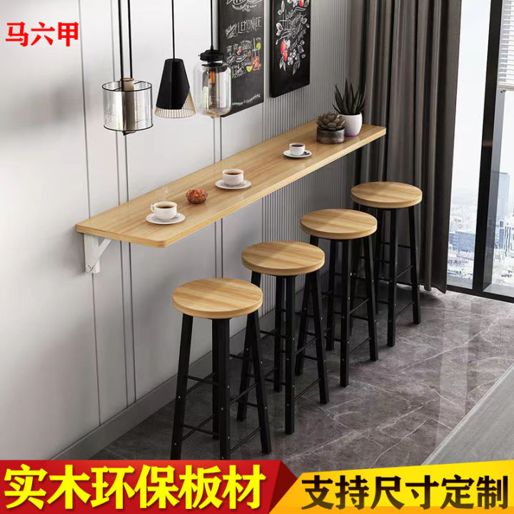 Solid Wood Wall Folding Table Punch Free Dining Table Rack Household Eating Small Table Wall