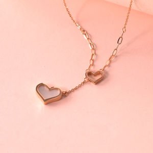 Chow Sang Sang Minty Collection 18K Rose Gold Mother of Pearl Love Heart Necklace 92779N