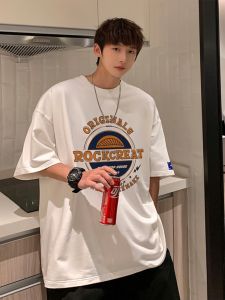 Heavyweight Pure Cotton American Retro Short Sleeve T-Shirt Mens Loose Fit Fashionable Korean Brand Casual Versatile Top