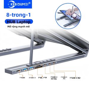 Trạm Kết Nối Laptop Hợp Kim Nhôm 8 Trong 1 Với Bộ Chuyển Đổi TYPE-C Sang HDMI 4K PD100W USB3.0 5Gbps Hub USB Splitter Cho Máy Tính Xách Tay