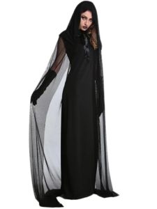 Long Mesh Hooded Shawl for Men and Women Neutral Halloween Cosplay * Vampire Black Cloak Easiest for Match Plain Gauze