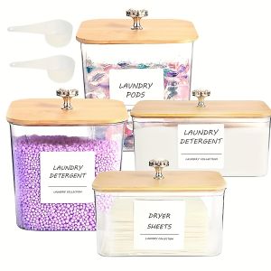 3/4 แพ็คห้องซักรีดองค์กรภาชนะเก็บพลาสติกใสซักรีด Pods คอนเทนเนอร์เครื่องเป่าแผ่นผู้ถือขวดพร้อมฝาปิด