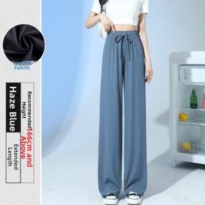 Cool Ice Silk Wide Leg Pants Summer