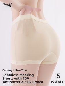 miiow | Ultra-Thin Ice-Silk Womens Safety Pants High-Waist Seamless Anti-Light Walking Briefs Comfortable Large Size Boxer Shorts