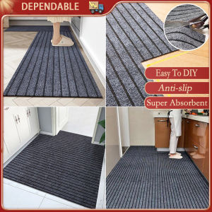 Large Front Door Mat Non Slip Washable Floor Entrance Mats Striped Waterproof Carpet Pet Rug for Bathroom Kitchen Mat Floor Mat Water Absorption and Oil Absorption Can Be Cut.