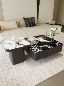MINGZUO | Modern Square Household Living Room Elegant Minimalist Compact Microcrystal Coffee Table Combination