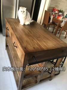 American Style Retro Solid Wood Dining Sideboard Modern Kitchen Island Prep Table Living Room Dining Table Storage Cabinet Worktop