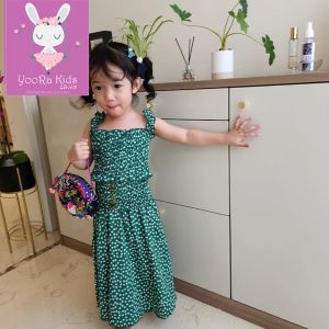 Yoorakids setelan baju dress anak perempuan import sling top rok panjang bunga 3tahun - 6tahun cewek gaya bali