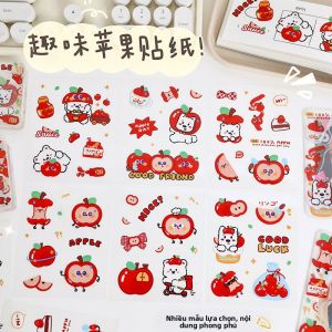 Transparent Cute Apple Stickers Cartoon Apple Waterproof Phone Case Water Cup Decorative Adhesive Art Supplies Business