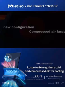 MEMO N1 แท่นวาง Notebook Laptops พร้อมระบบระบายความร้อน Heatsink ความชัน 7 ระดับ พร้อมจอ LCD แสดงผล พัดลม 2420RPM Max พร้อมไฟRGB แบบ E-Sport