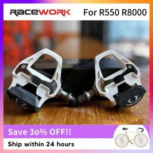 RACEWORK PD-R550 R8000 Self-locking Road Pedal with SM-SH11 Cleats Cycling Accessories SPD-SL Road Bicycle Bike Pedals Clipless Pedals