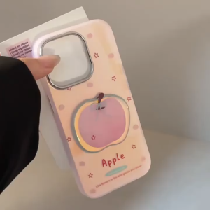 3D Paste Fruit Patch Pink Hard Case for iPhone 12 13 14 15 16 Pro Max Plus Casing Anti-fall Cover for iPhone 16 Case