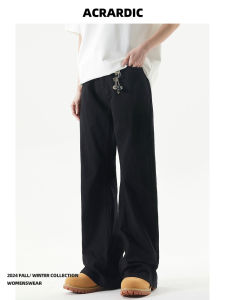 Quần Jeans Nam Ống Thẳng Màu Đen Phong Cách Mỹ Cạp Cao Thường Ngày Quần Dài Mùa Hè Thường Ngày Không Có Thương Hiệu