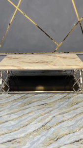 Big Plan Meja Tamu Marmer | Meja Tamu Marmer Stainless Besar | Meja Tamu Bergaransi