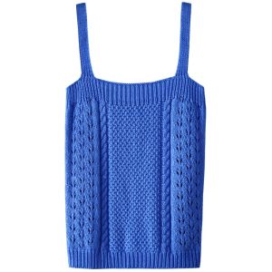 SOLWEIGE | เสื้อกั๊กถักแขนกุดสำหรับผู้หญิงในช่วงฤดูร้อน สไตล์ใหม่ ดีไซน์เปิดหลัง ใส่ได้ทั้งกลางแจ้งและในบ้าน เสื้อผ้าทำงานคอตตอน