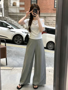 Y6Y | Off-shoulder T-Shirt and Wide-leg Pants Set Korean Style
