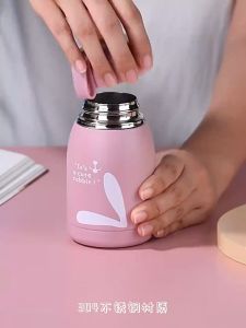 Compact Insulated Mug Cute portable cup for Drinking Rabbit pattern water bottle