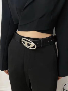 New PU Leather Letter D Belts For Women Men Punk Metal Snap Buckle Waist Belts Trouser Simple Decoration