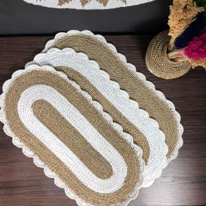 Taplak Meja Tamu Anyaman Seagrass Oval Table Runner Seagrass Ukuran 40x80 cm Kerajinan B.Craftjogja