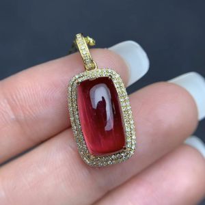 Montagne Jewelry 18k Pure Gold Pendant 3.35 Gram Fine Jewellery Natural 5.7 Carat Rubellite Pendant