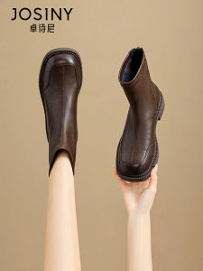 Josiny | Retro Faux Fur Lined Boots Coarse Heel