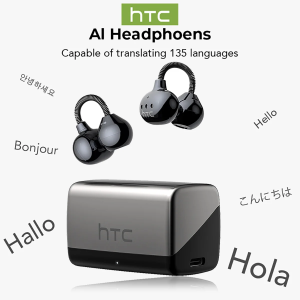 【HTC NE67】Bluetooth V6.0 Earphones AI Translator Earbuds TWS Earclip Wireless Headphones Portable with a Hanging Chain