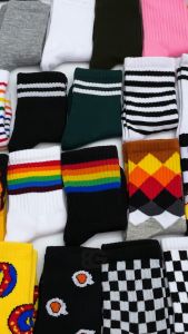 Kaos Kaki Anak Oldschool Garis Stripe Merah Biru AOS-003 Briffgold