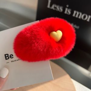 Heart Hairy Hair Clips South Korea Real Rex Rabbit Hair Super Cute Stuffed Hairpin Fur Hair BB Clip Internet Celebrity